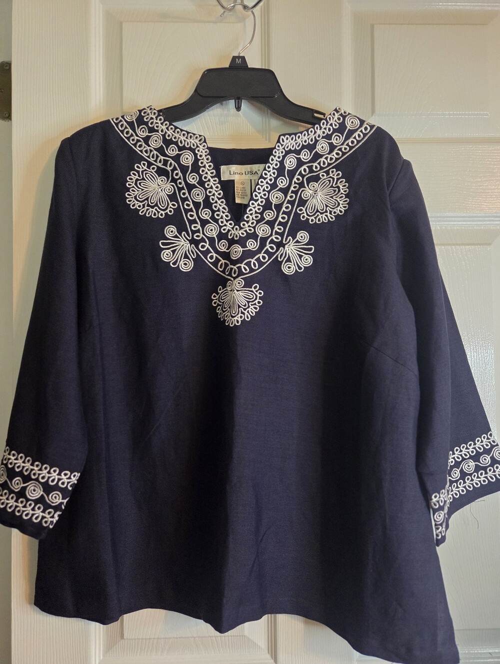 NWT 55% Linen Pants Suit Lino USA brand Womens Size XL Navy Blue